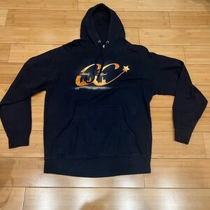 Independent Trading Company Navy Blue Hoodie with Orange Graphic large